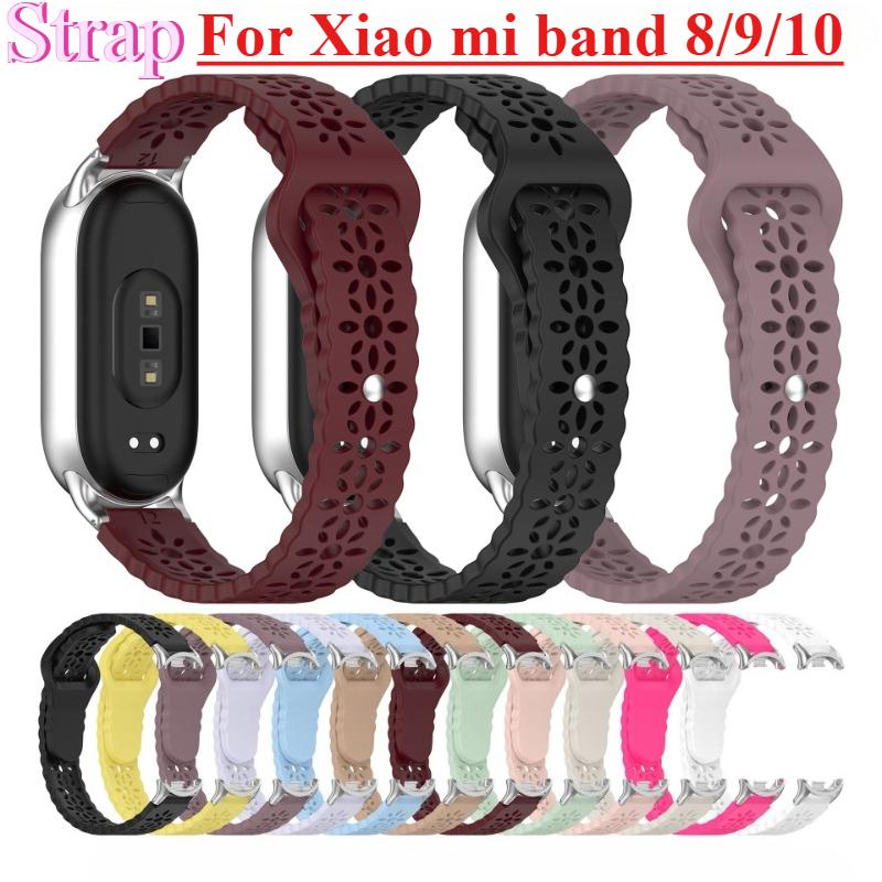 Силиконовый ремешок для Xiaomi Mi Band 10 9 8 NFC Спортивный резиновый браслет Наручный ремешок Correa Аксессуары для Xiaomi Smart Band 8 9 10 NFC