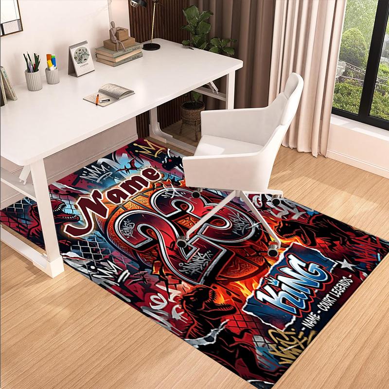 1PC Custom Name "Urban Graffiti Sports Legend" Theme Floor Mat Ideal for Living Room, Game Rooms, Office, Bedroom,Floor Mat Playful Design