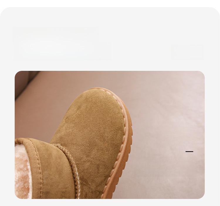 Kids' 2024 Winter Snow Boots - New Style Suede Short Boots for Boys and Girls, Plus Velvet Lined for Warmth