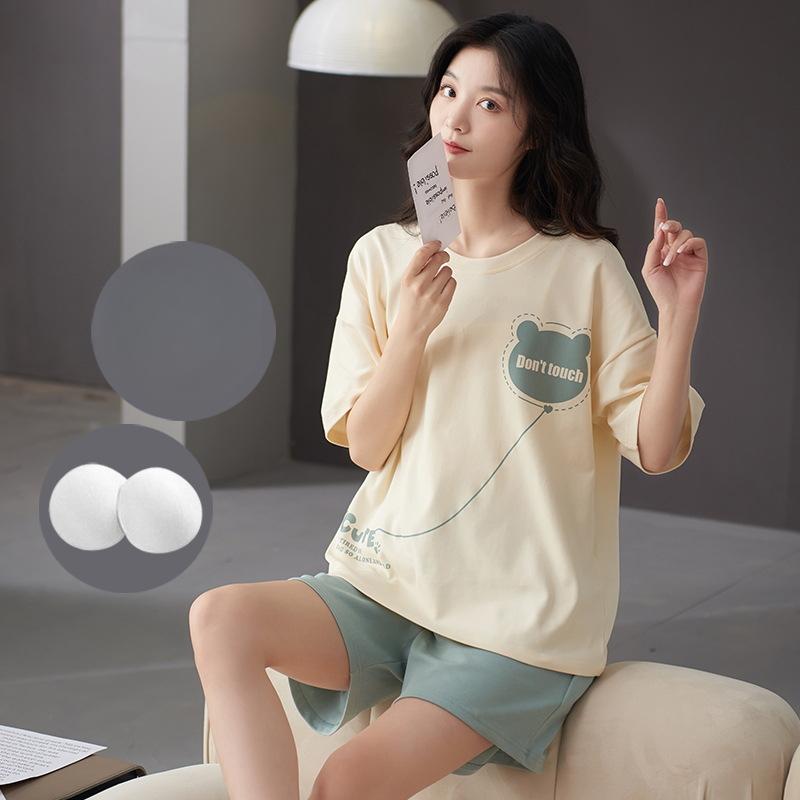 Пижама женская летняя с подушками, милые и симпатичные шорты, можно носить поверх хлопкового костюма с короткими рукавами, домашняя одежда