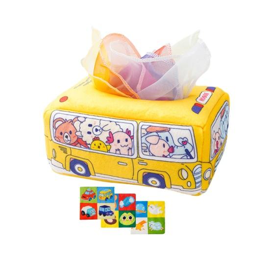 Красочная коробка для салфеток, детские сенсорные игрушки, мультяшная коробка с животными, мягкая коробка для салфеток с мятой бумагой