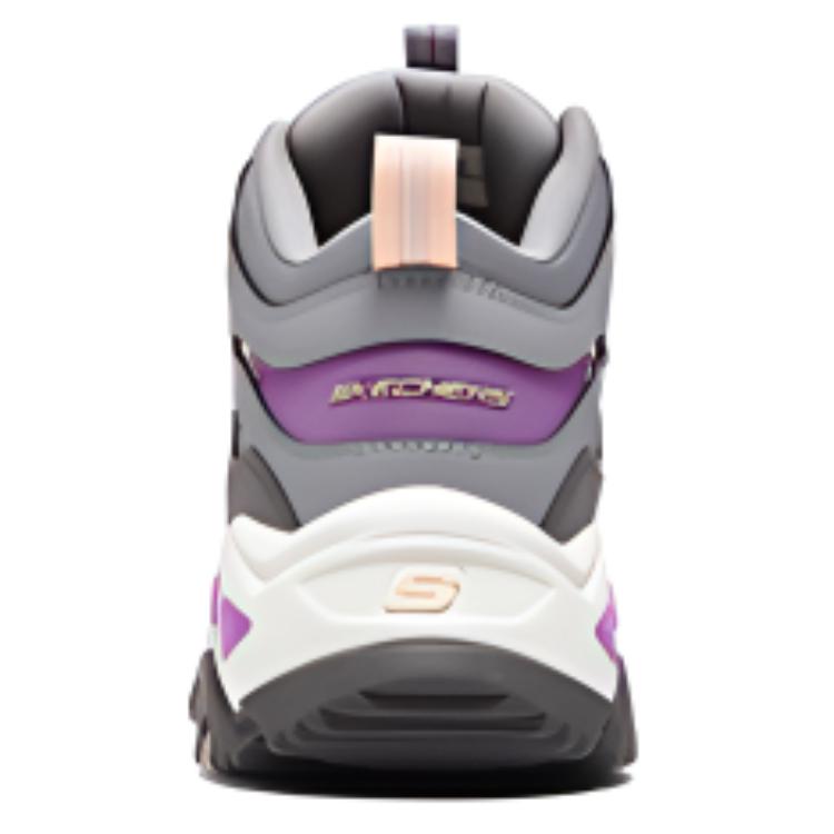 Skechers Модные уличные универсальные дышащие кроссовки на толстой подошве, увеличивающие рост, с амортизацией, средней высоты, повседневные, женские, серо-фиолетовые 180133-PRMT