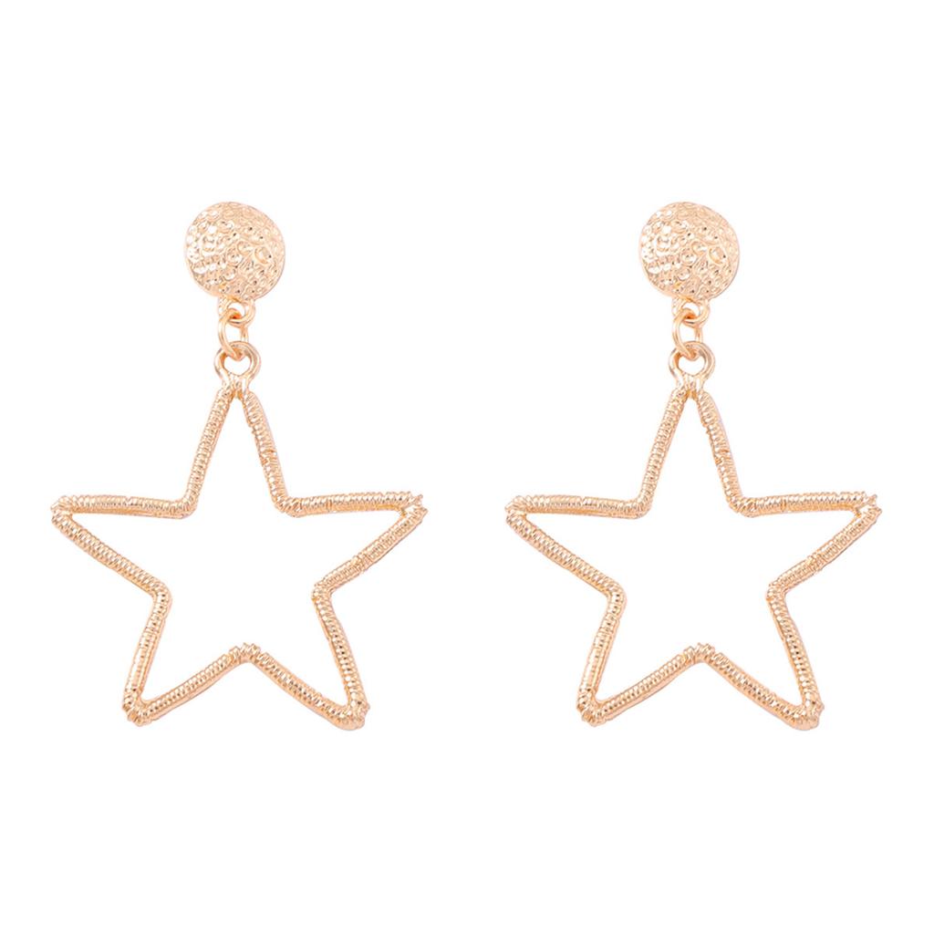 Fashion trend, personalized hollow five-pointed star earrings, earrings show white age reduction, sweet and cool style, daily commuter women's models