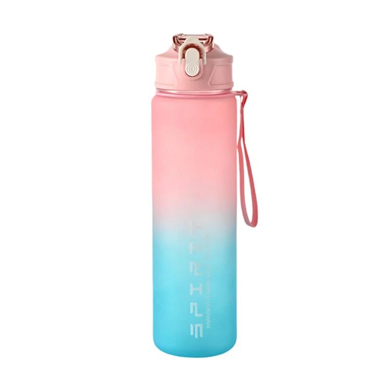 800ml Gradient Color Plastic Sports Water Bottle Leakproof Portable Water Cup for Gym Travel Outdoor Drinking Bottle