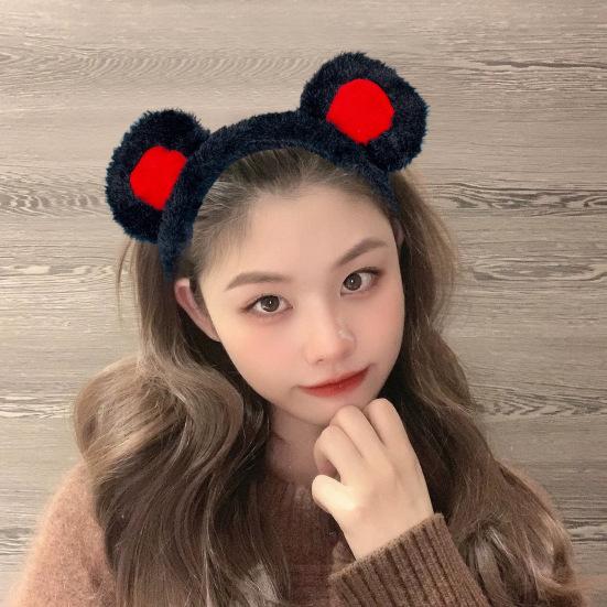 Девушка Медвежьи Уши Декор Головная Повязка Мультфильм Плюшевый Обруч Для Волос Макияж Умывание Лицо Хэллоуин Косплей