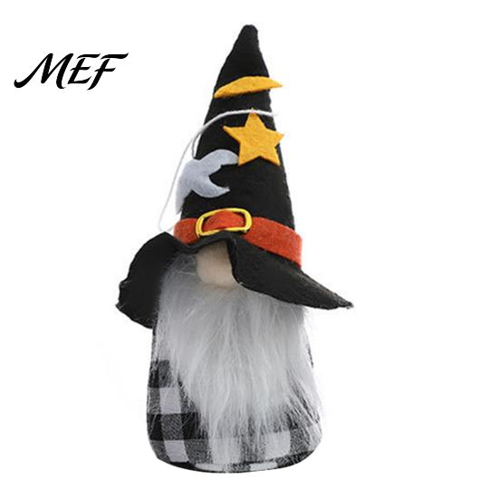 Handmade Felt Gnomes with Hats Halloween Plush Gnome Decoration, Spooky Witch Hat Swedish Tomte Elf Figurine, Soft Fabric Collectibles Mini