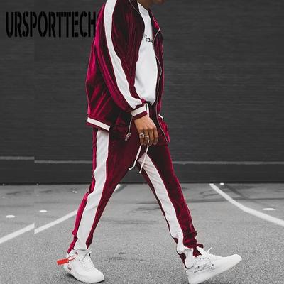 Золотой бархатный спортивный костюм, мужской комплект, весенне-осенний спортивный костюм, мужские бархатные толстые толстовки + брюки, теплый свитшот, осенняя спортивная одежда