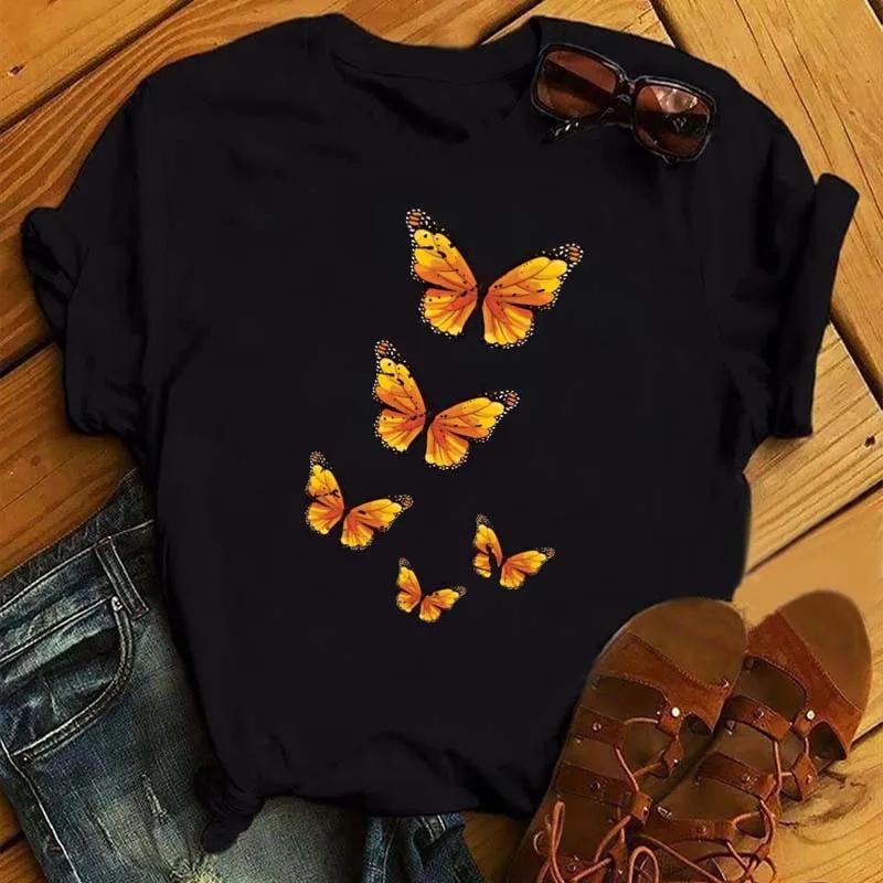 Модная красная футболка унисекс с принтом цветов и цветов, черная футболка с коротким рукавом, летняя футболка унисекс с принтом цветов в стиле Харадзюку для девочек