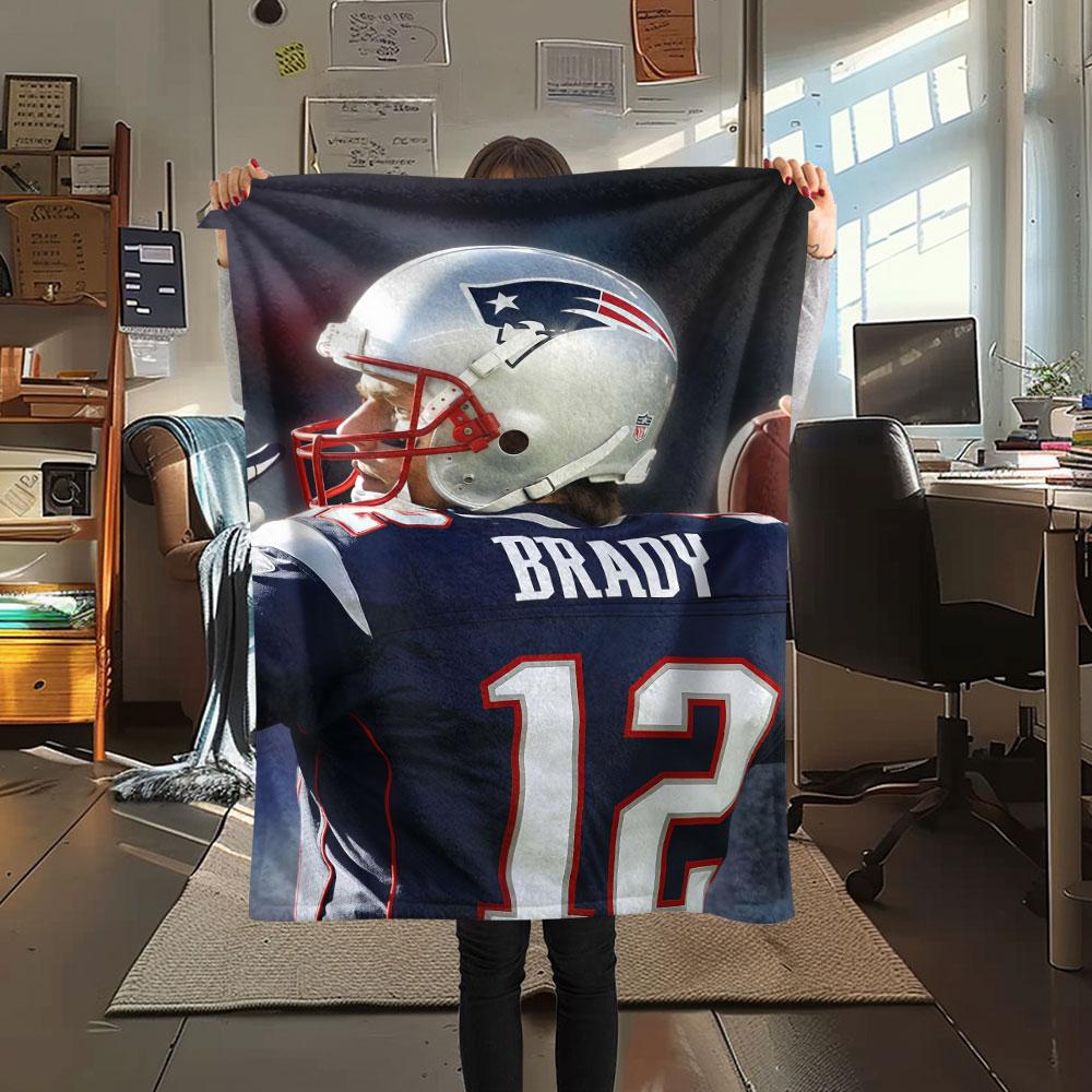 Brady Printed Flannel Blanket, soft throw for bedroom sofa, washable, fan merchandise, great gift.