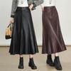 Women's High-Waisted Lambskin A-Line Pleated Skirt