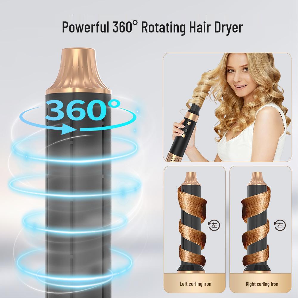 6-in-1 Hair Dryer & Styler: Hot Air Brush, Curling Iron, Automatic Curler, Straightener.