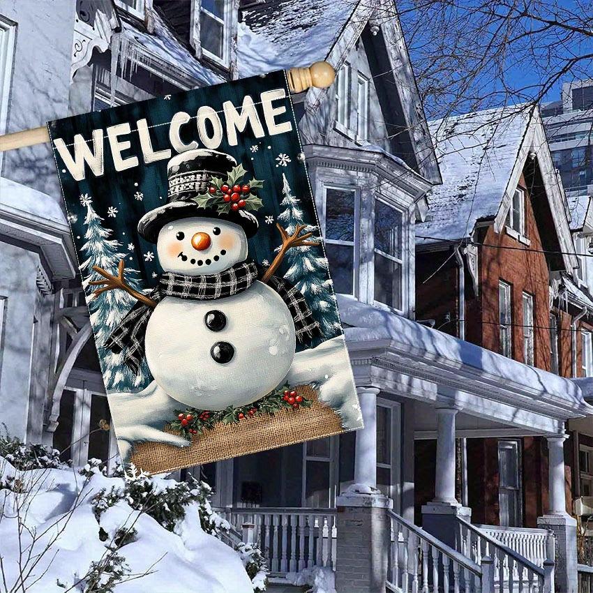 Charming Winter Snowman Garden Flag - Double-Sided, Durable Polyester - Perfect for Christmas & Farmhouse Outdoor Decor