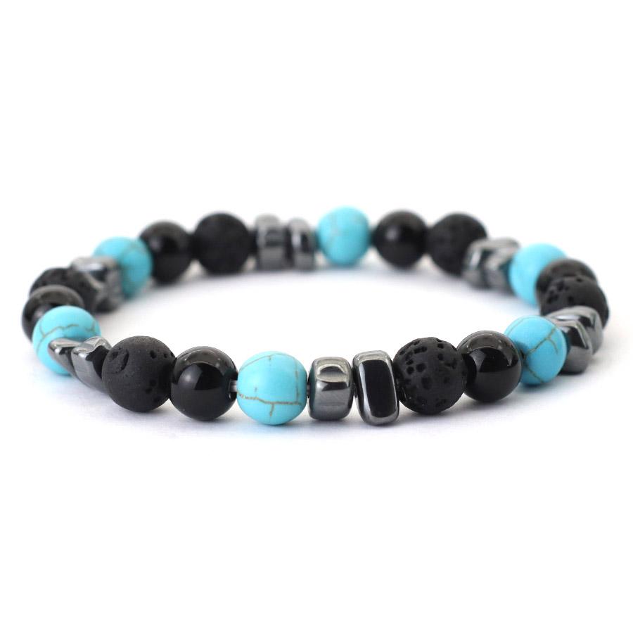 Volcanic Stone Beaded Bracelet Men Jewelry Black String Frosted Beads Personalized Trend of Men Women Accessories