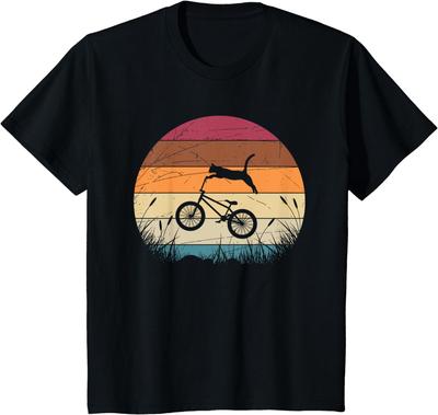 Смешной Подарок Ретро Велосипед Футболка Байкер Кот Животное BMX Велосипедист Винтажная Футболка С Принтом Футболки с Коротким Рукавом Мужская Одежда Харадзюку