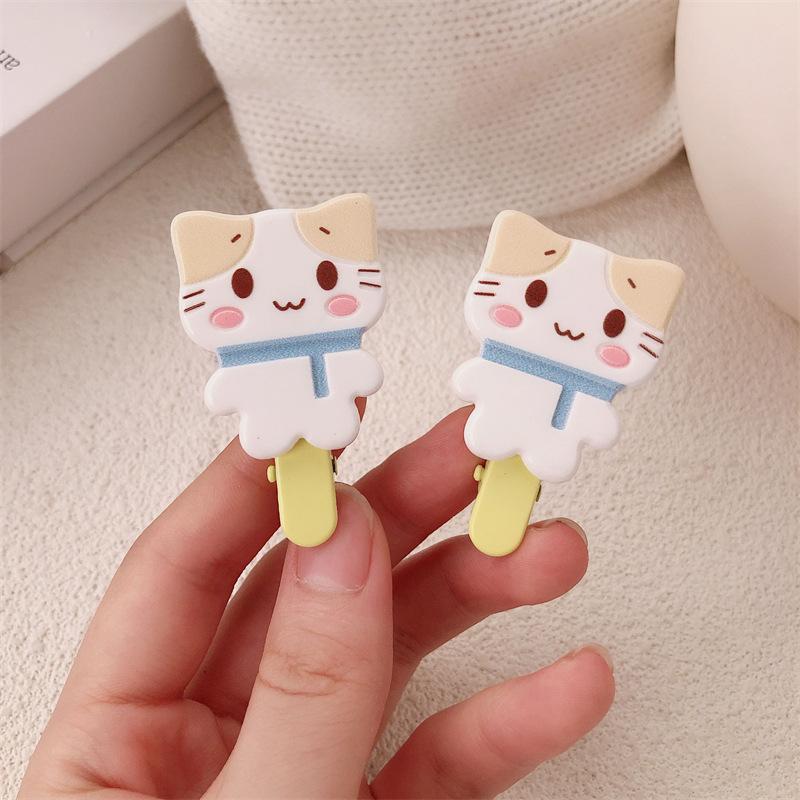 Корейские новые 2 шт. мультяшные заколки для волос с котятами для детей, акриловая милая маленькая кошачья заколка для волос, аксессуары для волос для девочек