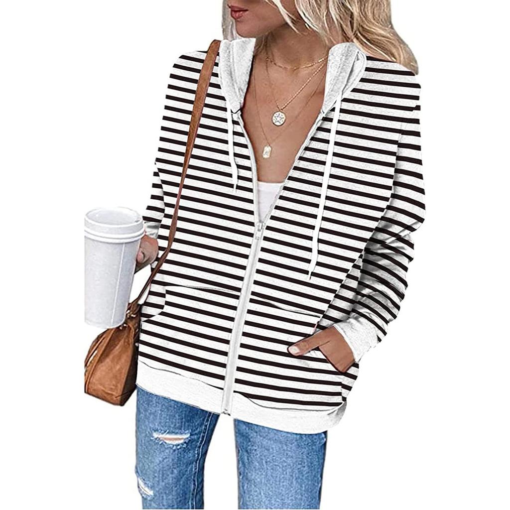 Женские модные повседневные однотонные толстовки с длинными рукавами, толстовки на молнии, пальто с карманом