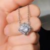 New Luxury Square Pendant Necklace Bridal Wedding Accessories Women Crystal Cubic Zirconia Fashion Versatile Neck Jewelry New