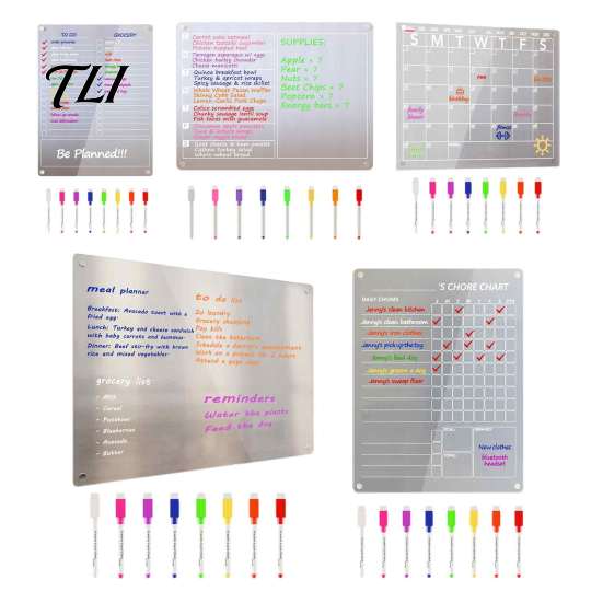 Clear Fridge Whiteboard for Family Acrylic Magnetic Planning Board, Dry Erase Notepad Memo Board Fridge, Decorative Monthly Weekly Daily Meal