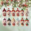 Rabbit Themed Christmas Party Supplies Bunny Wooden Ornament, 2D Flat Hanging Decor with Santa Festive Hat, Holiday Tree Pendant for Wreath Door, Home
