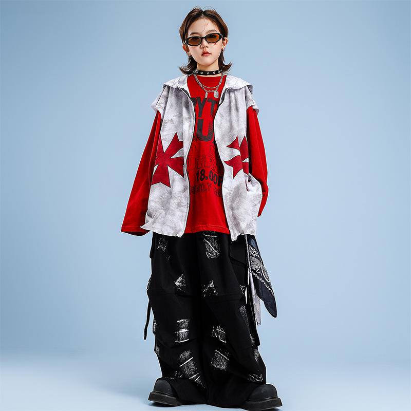 Детский костюм для хип-хопа и джаза - Модная уличная одежда для мальчиков и девочек, Летний наряд для выступлений