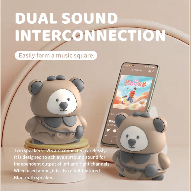 Mini Cute Animal Bluetooth Speaker Cartoon Bear TWS Connection Stereo Soundbar TF Card Music Player Best Gifts Waterproof Audio
