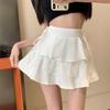 Y2K Милая однотонная женская мини-юбка, летняя высокая талия, кружевное лоскутное женское бальное платье, оборки, женская юбка