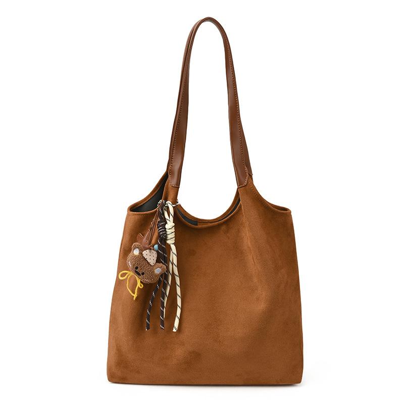 Замшевая сумка женская большой вместимости 2025 новая осень и зима универсальная простая ретро сумка через плечо сумка-тоут для поездок на работу