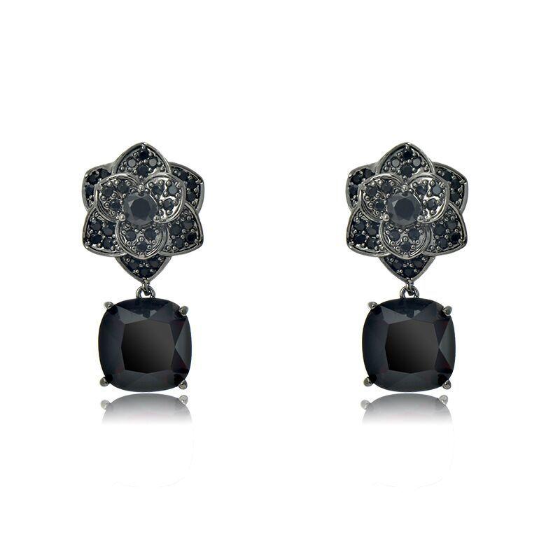 Взрывные серьги с черной камелией и цирконом в стиле Douyin, женские высококлассные серьги с зеленым кристаллом, темпераментные, в стиле легкой роскоши