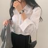Женская рубашка, удобная и универсальная, для ранней осени, короткая секция внутри белой рубашки, женская рубашка с длинными рукавами, темперамент, элегантный модный топ