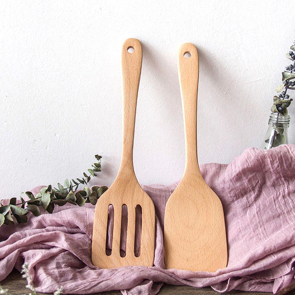 Натуральная лопатка для блинов Кухонные гаджеты Шпатель с прорезями Кухонная утварь Деревянная лопатка Кухонные принадлежности Инструменты для приготовления пищи