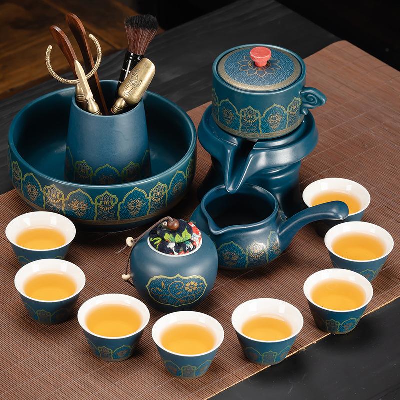 Light luxury Guochao Kung Fu tea set, household high-end business gifts, light luxury lazy tea set, commemorative souvenir gift