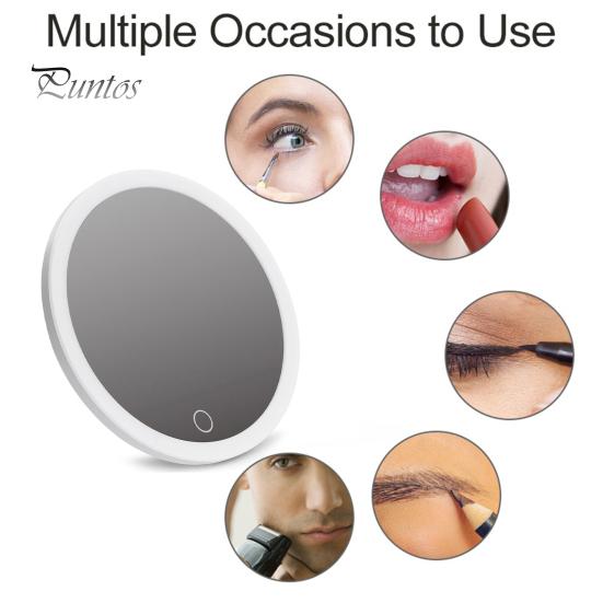 10CM 30X Magnifying Mirror with Tweezers Portable Travel LED Makeup Mirror with 3 Suction Cups Rechargeable Dimmable Magnified Vanity Mirror