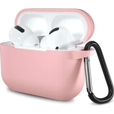 Чехол для AirPods - Phonillico - Розовый силиконовый чехол - Ударопрочная защита - Пылезащитная заглушка - Карабин