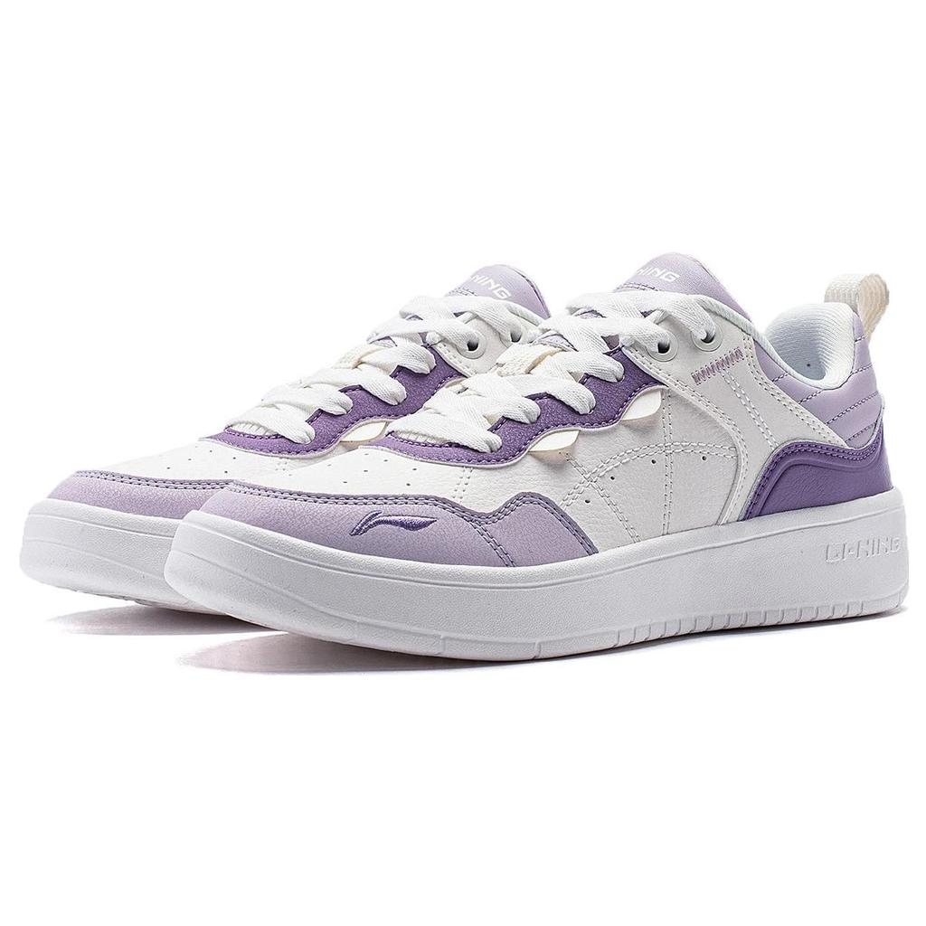 Li-Ning Удобные универсальные износостойкие низкие кроссовки для скейтбординга женские кроссовки белые фиолетовые AGCT406-2