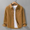 Весна и Осень 2025 Рубашка Мужская С длинным рукавом Свободная Японский Ретро Топы Модная Тонкая Повседневная Рабочая Рубашка Куртка