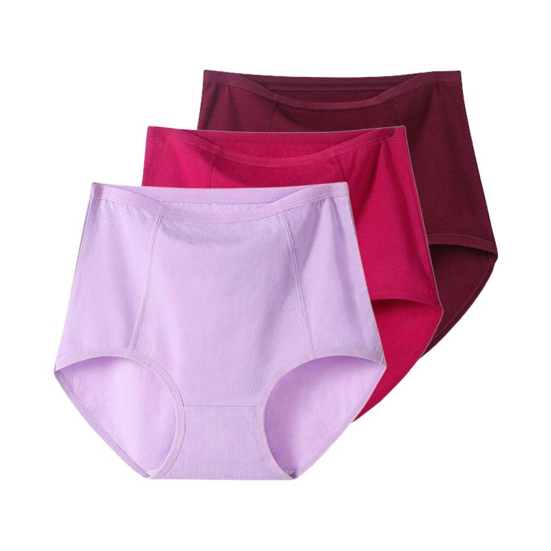 Женские трусики с высокой талией из 3 предметов, хлопковое нижнее белье, дышащие женские трусы большого размера XL-6XL
