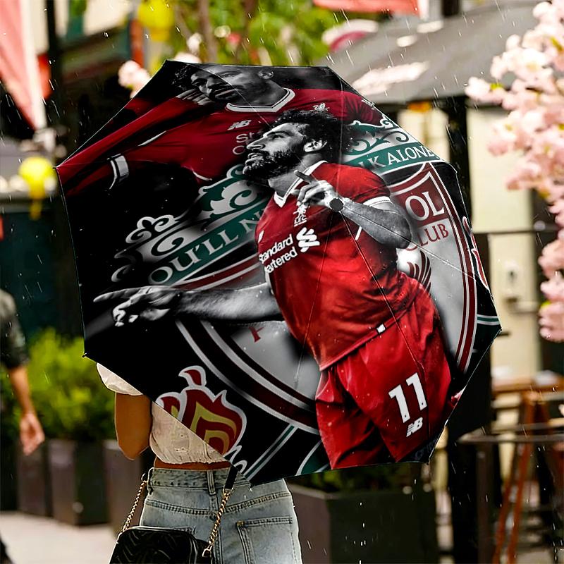 Зонт Liverpool F.C. с принтом, автоматическое открытие/закрытие - Портативный складной дизайн - Для ежедневного использования, путешествий/на улице - Подарок на день рождения