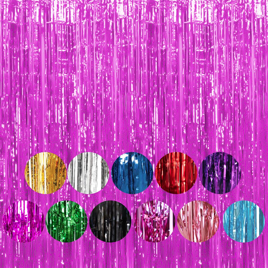 1 шт. Набор из 6,5 футов золотой алюминиевой фольги, ленточки, украшения для вечеринки по случаю дня рождения, занавеска с мишурой, фон, занавеска с бахромой