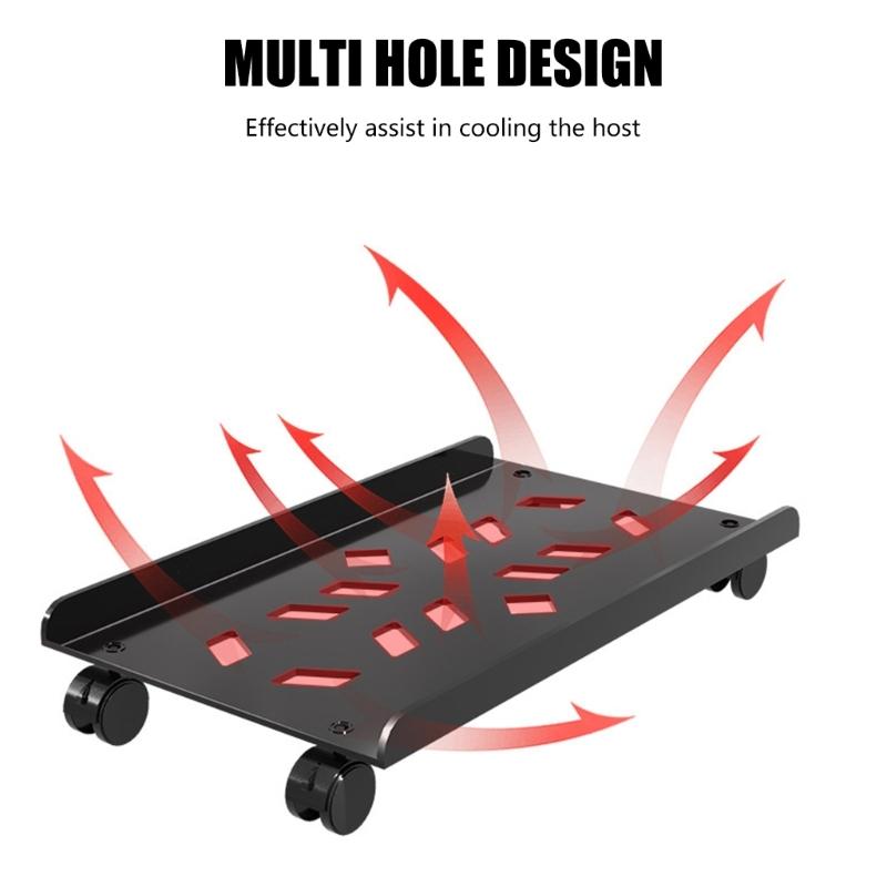 Мобильная подставка для ЦП для ПК Регулируемая подставка для компьютерного корпуса на 4 колесах Подставка для ЦП под стол для отвода тепла