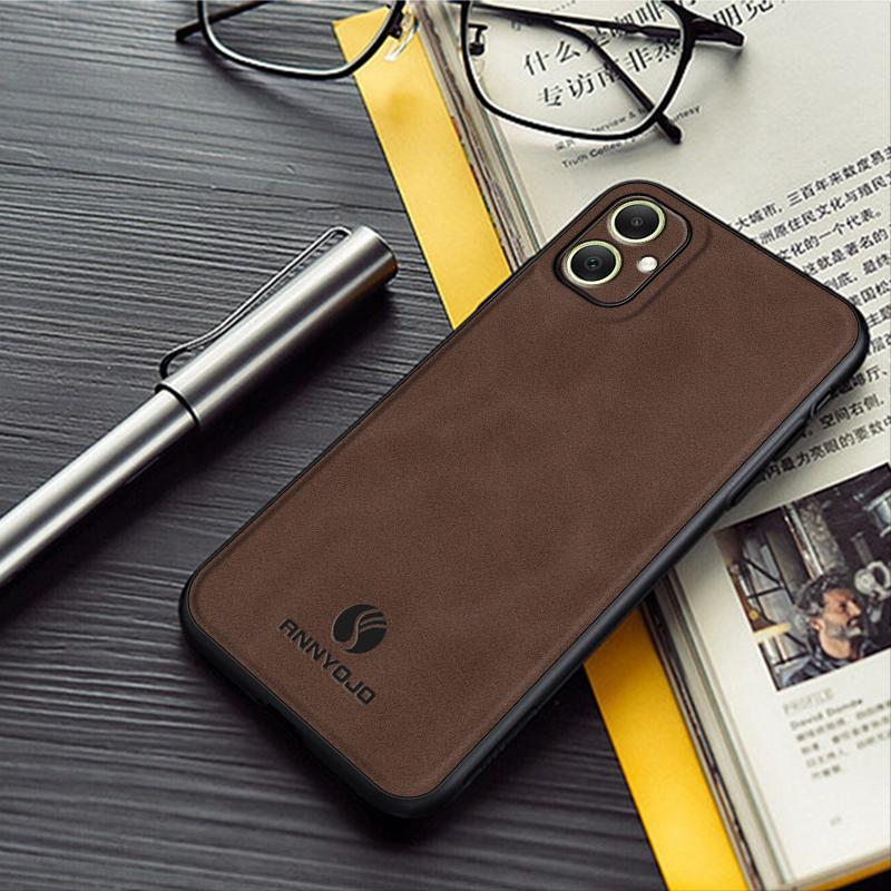 ANNYOJO For Samsung Galaxy A05 4G Case PU Leather+PC+TPU Mobile Phone Back Cover