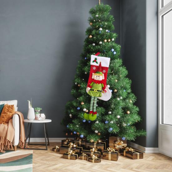 Рождественские чулки 3D Милая кукла-эльф Рождественские чулки Украшения Длинноногий эльф Подвесной