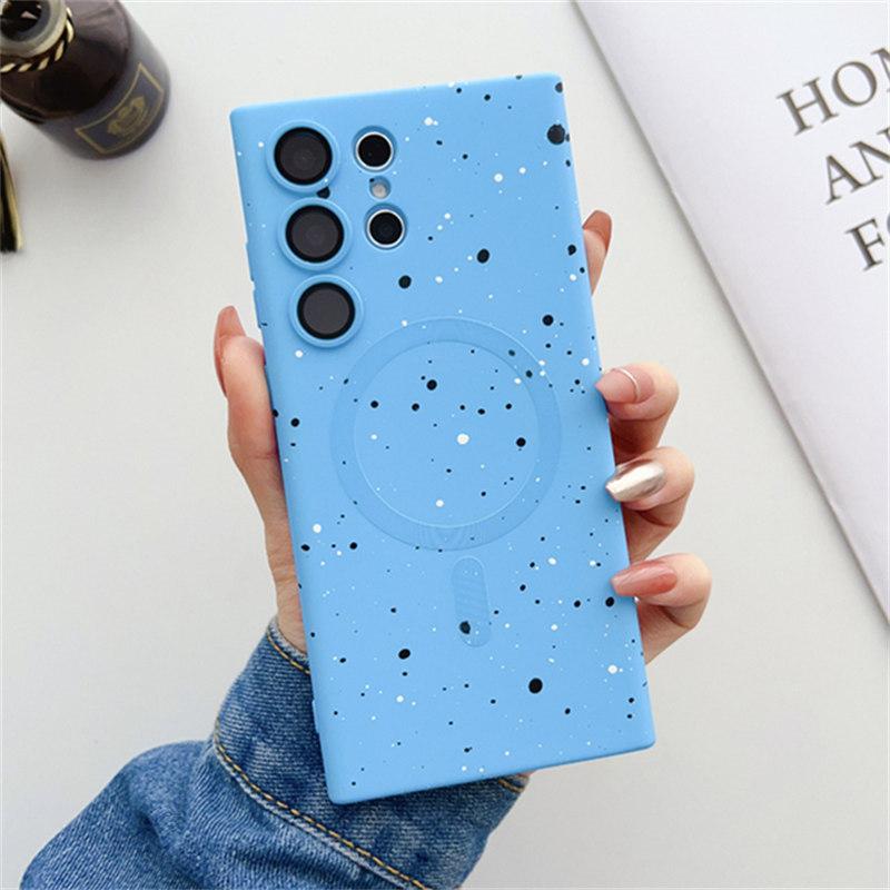 Fashion Splash Ink For Magsafe Magnetic Phone Case for Samsung S24 S23 S22 S20 S21FE Note 20 Ultra 10 Plus Z-Flip 3/4/5 Matte Soft Silicone Cover