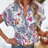 Summer Retro Ladies Short Sleeve Printed T-Shirt Casual Loose Blouse Pullover Tops
