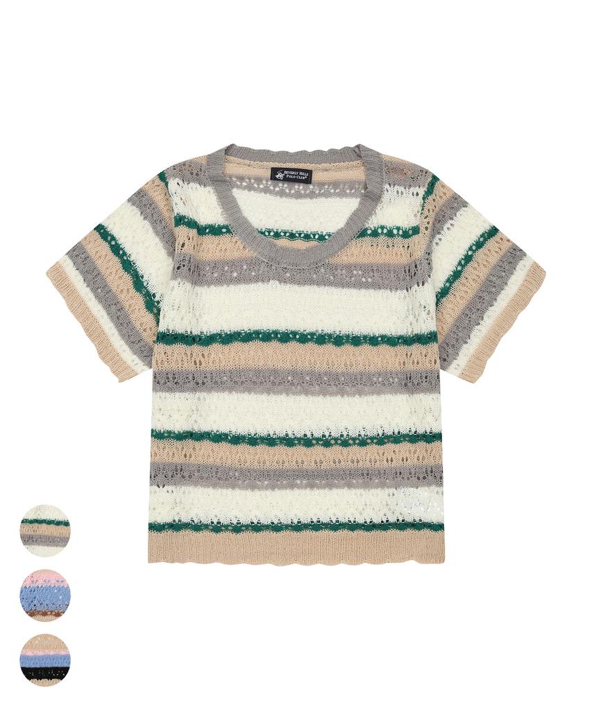 BHPOLOCLUB Women'S Summer Multi-Stripe Knit 3 Colors Tk105