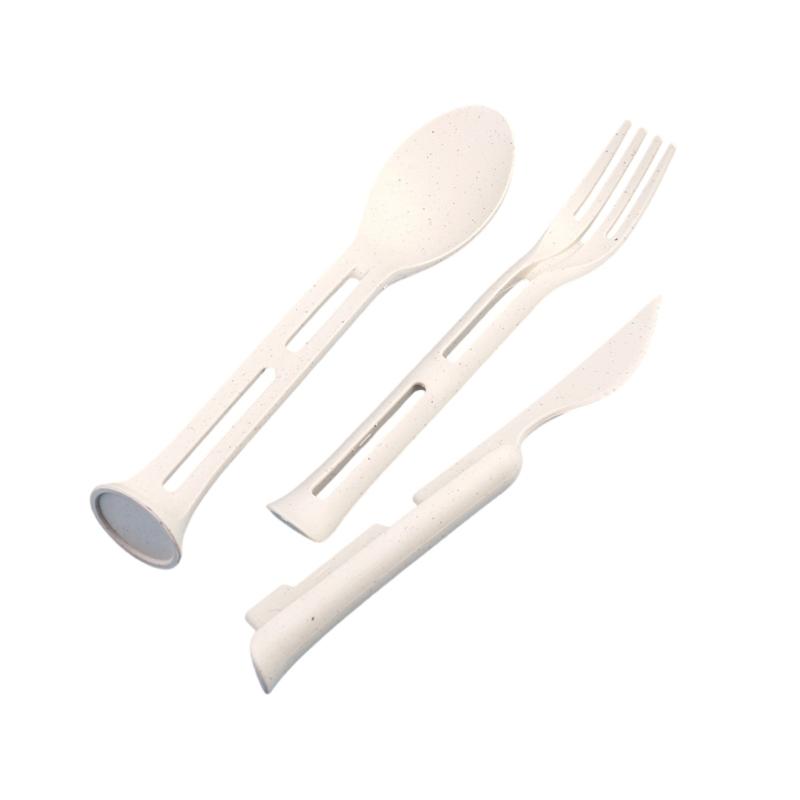 3Pcs Detachable Cutlery Travel Tableware Picnic Dinnerware Travel Portable Cutlery Set Wheat Straw Cutter Fork Spoon