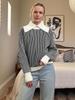 YiYi Women's Casual Color Block Striped High Neck Sweater