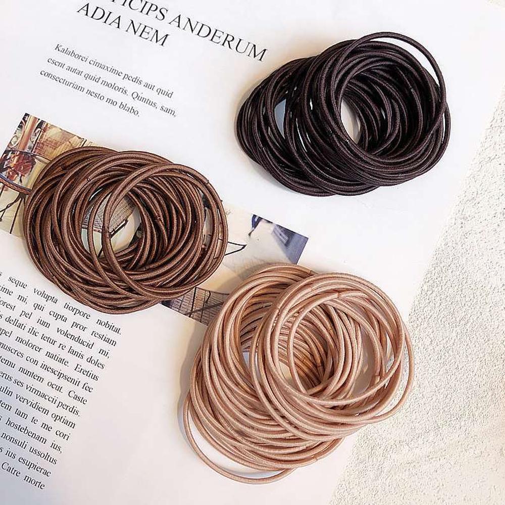 50/100PCS Nylon Elastic Hair Tie 5CM Rubber Band for Women Men Thin Hairbands Ponytail Holder Hair Accessories