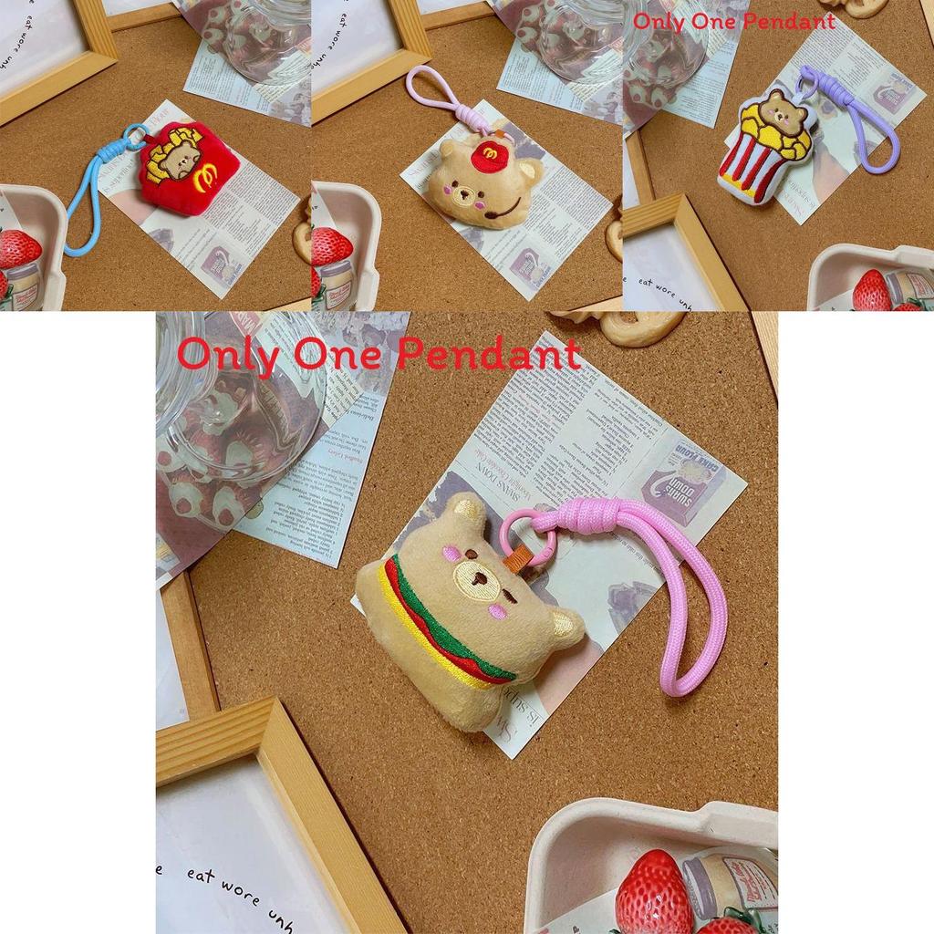 Plush Food Bear Keychain With Short Pile Fabric For Couples And Gift Giving