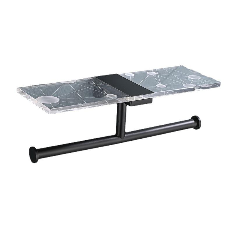 Brushed gold/Black Bathroom Paper Roll Holder Aluminum Wall-mounted Toilet Paper Rack Phone Holder Tissue Holder Acrylic Shelf