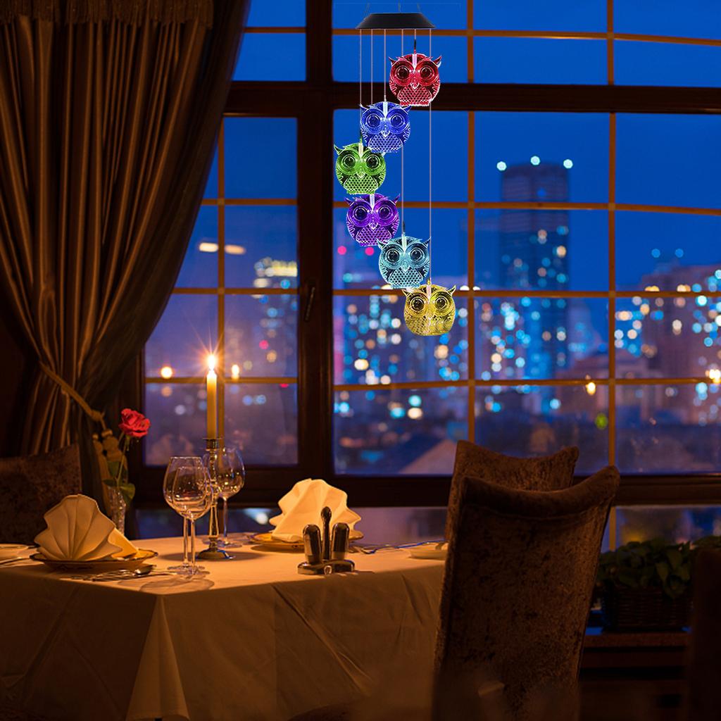 New Solar Owl Wind Chime Home Garden Outdoor Decoration  Light